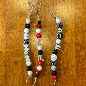 Charming Pet Bead Ornament Set - Black, White, Red